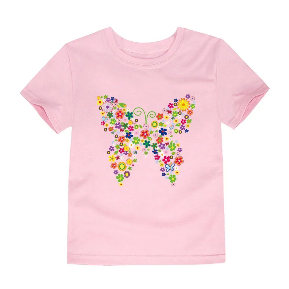 100% Cotton Toddler Girl T Shirt 2 to 3 4 5 6 7 8 9 10 11 12 13 14 Years Pink White Tshirt Flower Print Teenage Girls Tee Shirts - Astra Wear astrawear.ca
