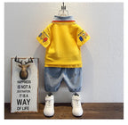 2-10 Years Kids Boys Clothes Set Summer Short Sleeve Cartoon Print Lapel T-shirt And Denim Shorts 2PCS Children Tracksuit Outfit - Astra Wear astrawear.ca