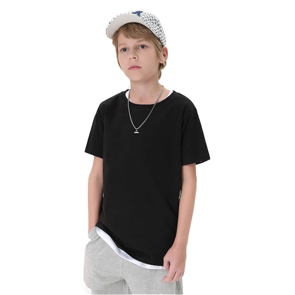 2-16 Years Boys Tshirts Cotton Short Sleeve Girls Clothes Summer Solid T-shirt Teenage Children Tees Kids Korean Top Baby Cloth - Astra Wear astrawear.ca