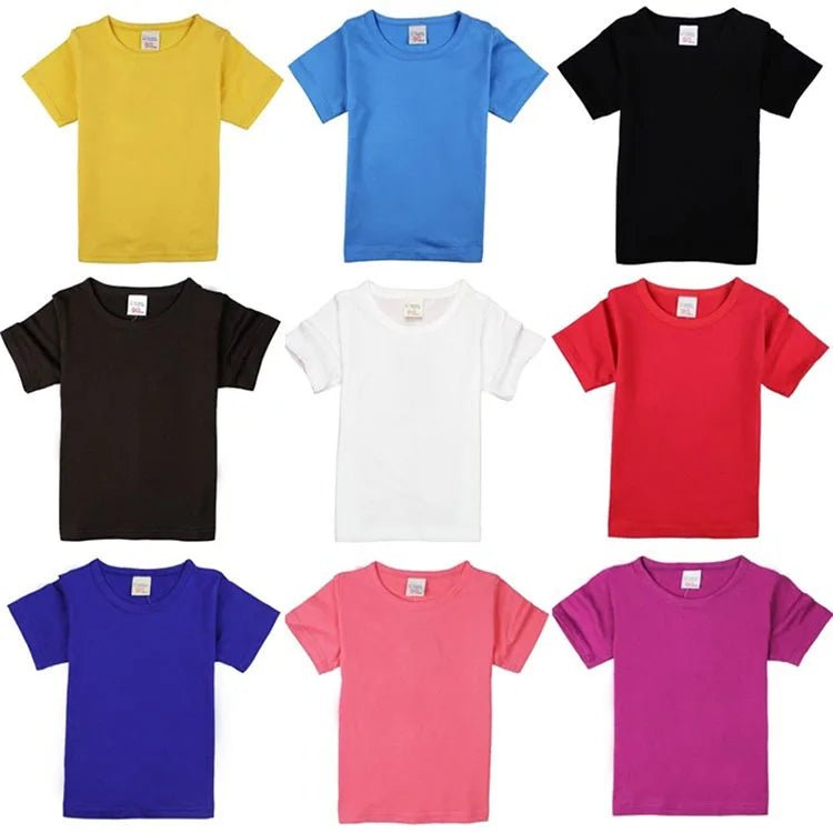2-16 Years Boys Tshirts Cotton Short Sleeve Girls Clothes Summer Solid T-shirt Teenage Children Tees Kids Korean Top Baby Cloth - Astra Wear astrawear.ca