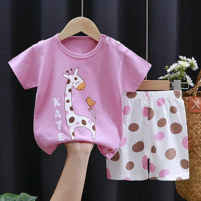 2-6 Years Baby Girl Summer Set Children's Short-sleeved Shorts Suit - Astra Wear astrawear.ca