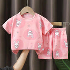 2-6 Years Baby Girl Summer Set Children's Short-sleeved Shorts Suit - Astra Wear astrawear.ca