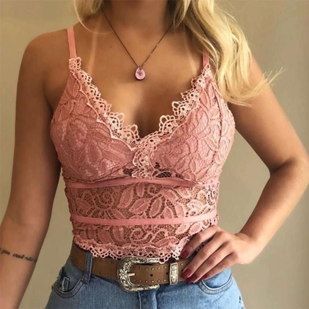 2023 European American women vests women's clothing sexy perspective Lace suspenders Fashion outerwear underwear tank top vest - Astra Wear astrawear.ca