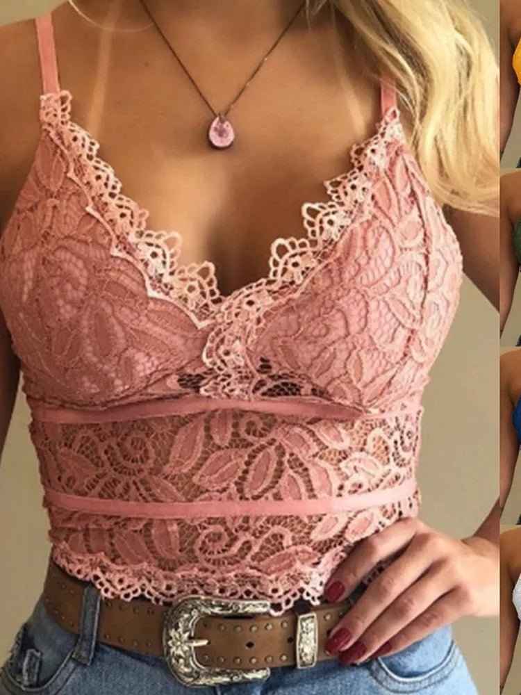 2023 European American women vests women's clothing sexy perspective Lace suspenders Fashion outerwear underwear tank top vest - Astra Wear astrawear.ca