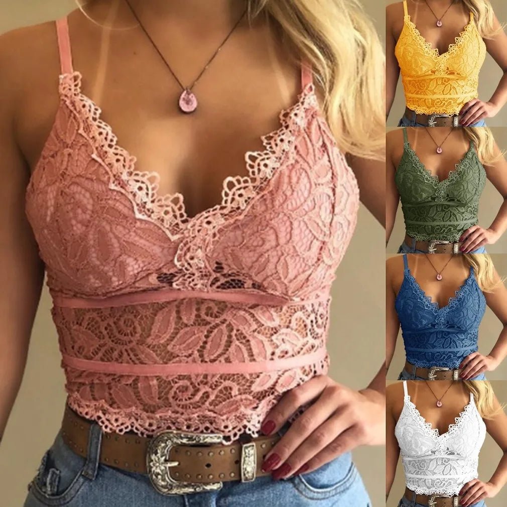 2023 European American women vests women's clothing sexy perspective Lace suspenders Fashion outerwear underwear tank top vest - Astra Wear astrawear.ca