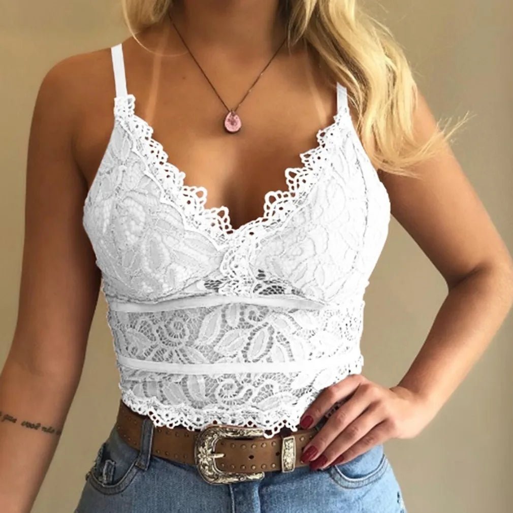 2023 European American women vests women's clothing sexy perspective Lace suspenders Fashion outerwear underwear tank top vest - Astra Wear astrawear.ca