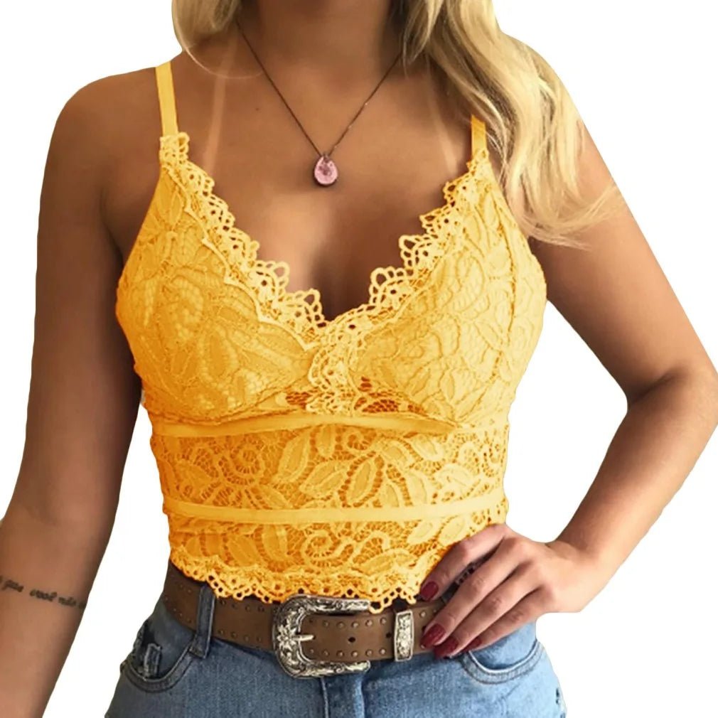 2023 European American women vests women's clothing sexy perspective Lace suspenders Fashion outerwear underwear tank top vest - Astra Wear astrawear.ca