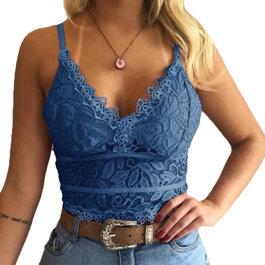 2023 European American women vests women's clothing sexy perspective Lace suspenders Fashion outerwear underwear tank top vest - Astra Wear astrawear.ca