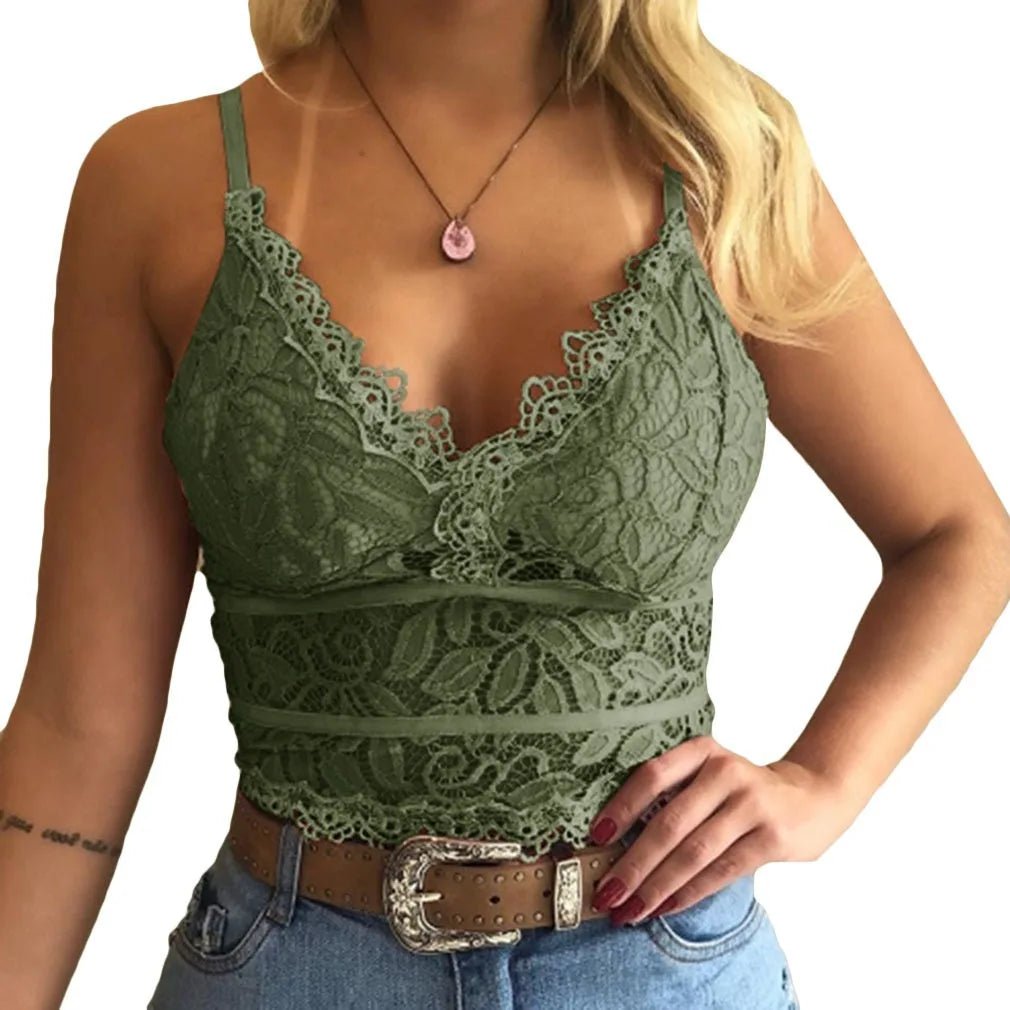 2023 European American women vests women's clothing sexy perspective Lace suspenders Fashion outerwear underwear tank top vest - Astra Wear astrawear.ca