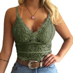 2023 European American women vests women's clothing sexy perspective Lace suspenders Fashion outerwear underwear tank top vest - Astra Wear astrawear.ca