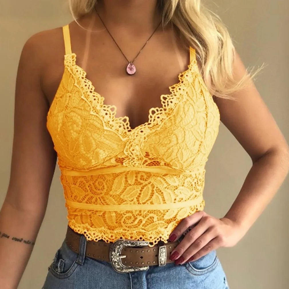 2023 European American women vests women's clothing sexy perspective Lace suspenders Fashion outerwear underwear tank top vest - Astra Wear astrawear.ca