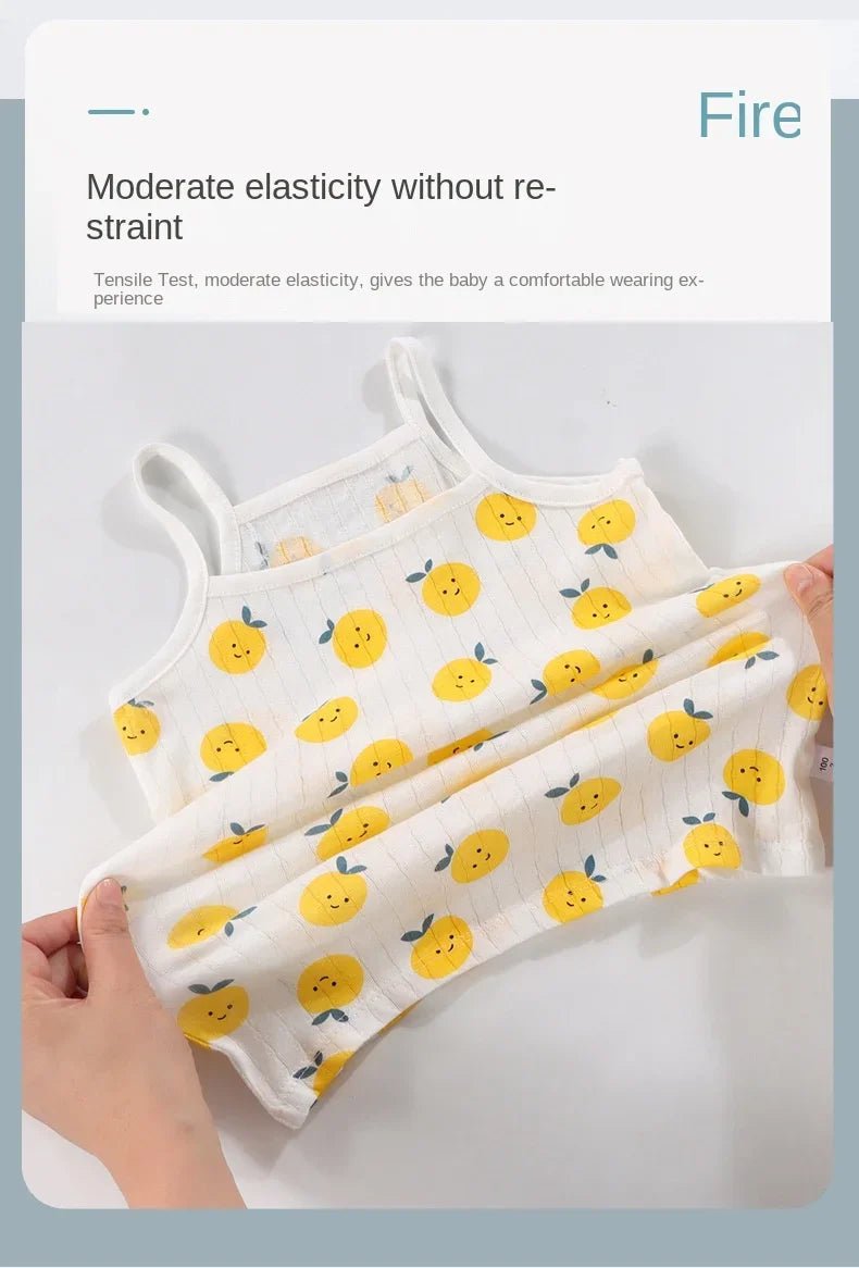 2024 New Kids Tops+shorts Set Summer Thin Baby Cotton Vest Sleeveless - Astra Wear astrawear.ca