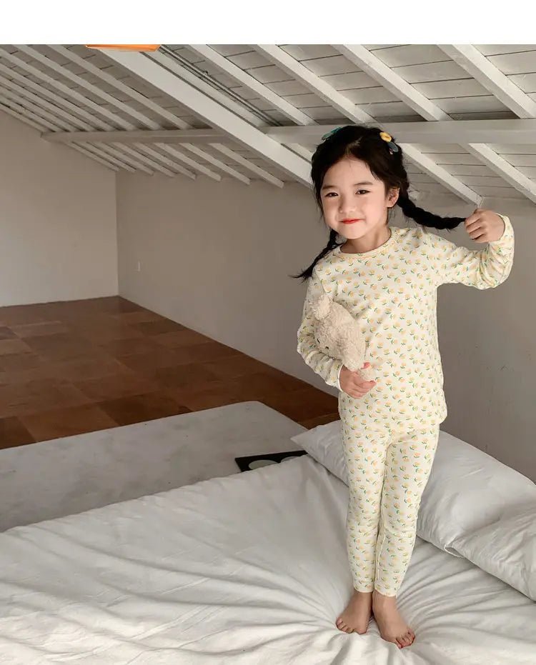 2026 Children's Sets Kids Velvet Pajamas Set Floral Long Sleeve Thermal Loungewear for Baby Girls & Boys Home Wear Clothes - Astra Wear astrawear.ca