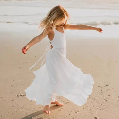 2026 Nordic Girls Spring Summer Cotton Linen Backless Bohemian Lace Mid Length Children Vest Dress - Astra Wear astrawear.ca