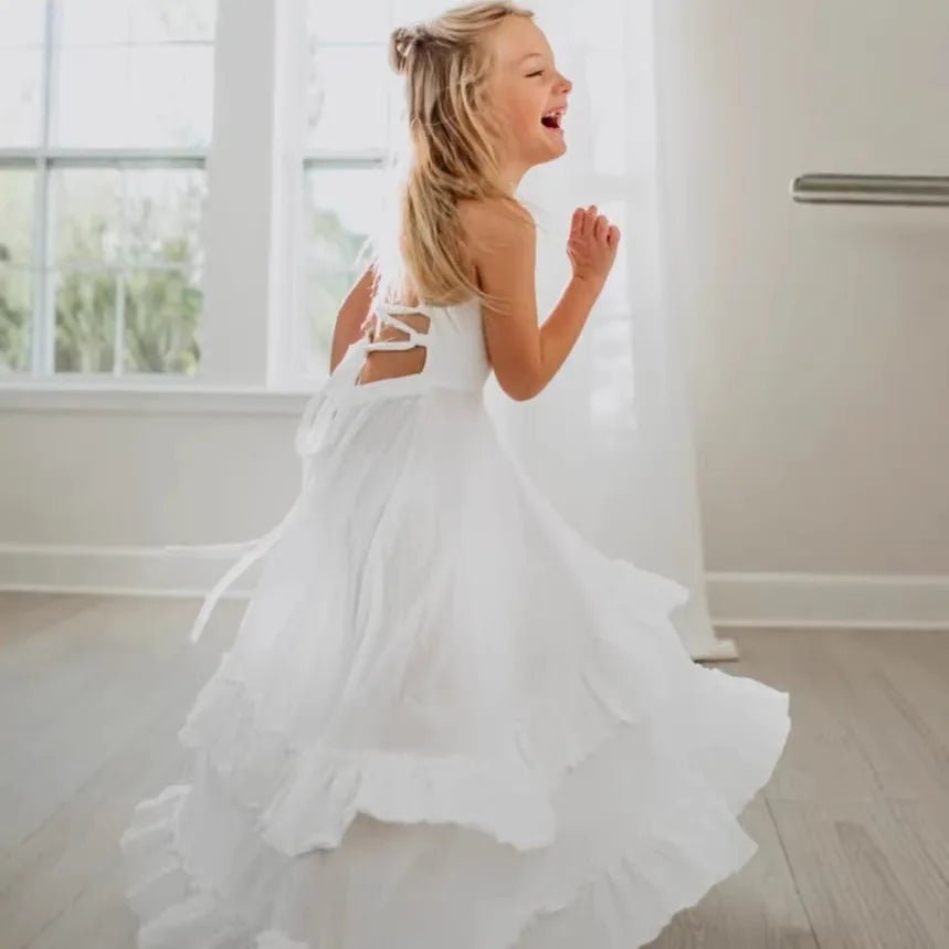 2026 Nordic Girls Spring Summer Cotton Linen Backless Bohemian Lace Mid Length Children Vest Dress - Astra Wear astrawear.ca