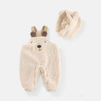 Salopette Bébé Velours Ours – Combinaison Hiver Sans Manches 0-2 Ans