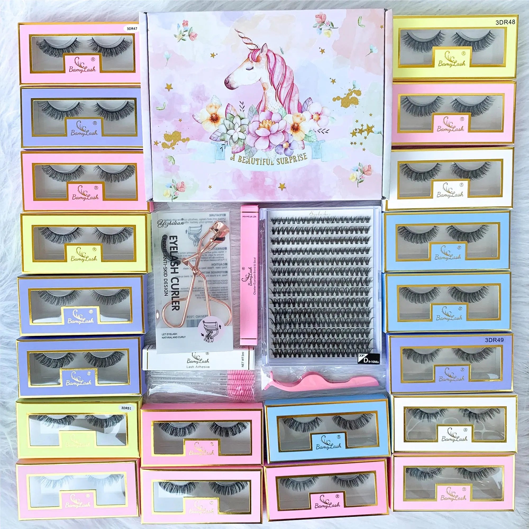 20 Pairs Medium Lashes & 1 Set 30 P Cluster Lashes & 1 Count Lash Adhesive & 1 Count Bond & Seal & 1 Count Applicator & 5 Counts Lash Brush & 1 Count Eyelash Curler, Summer Makeup, Eyelash Extensions Set, Diy False Eyelashes