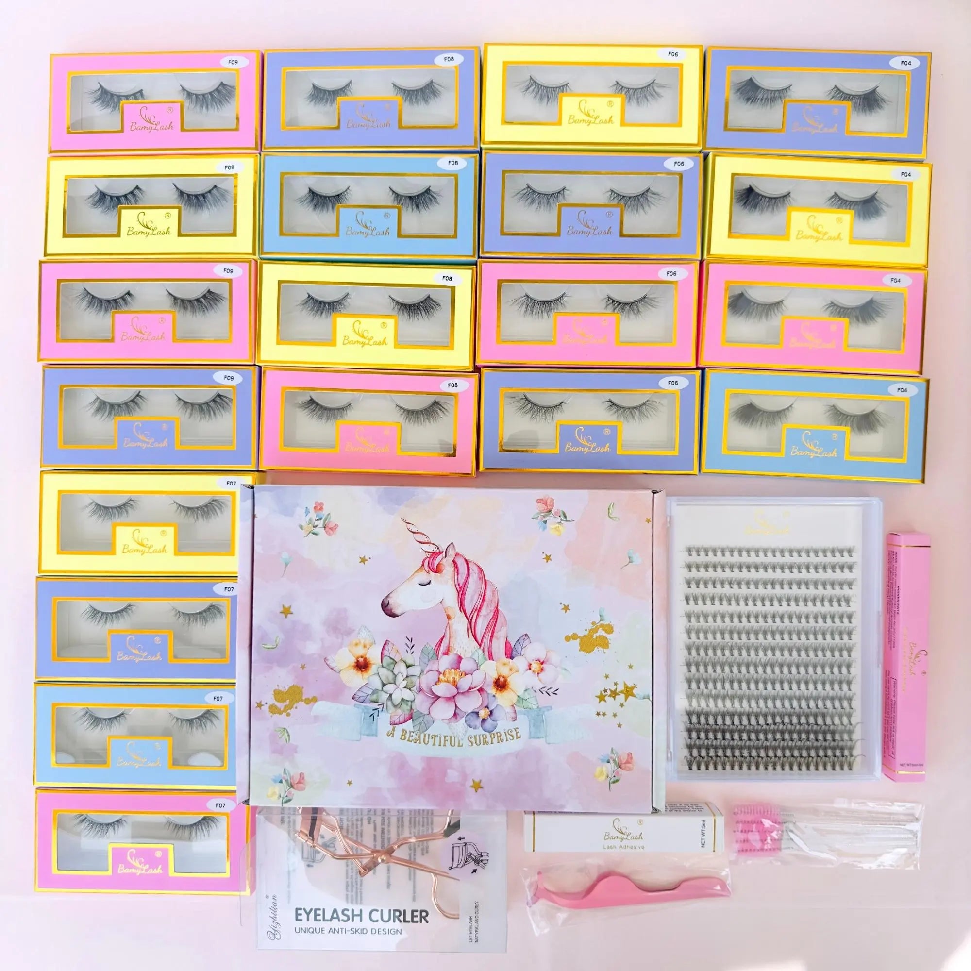 20 Pairs Medium Lashes & 1 Set 30 P Cluster Lashes & 1 Count Lash Adhesive & 1 Count Bond & Seal & 1 Count Applicator & 5 Counts Lash Brush & 1 Count Eyelash Curler, Summer Makeup, Eyelash Extensions Set, Diy False Eyelashes