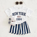 2PCS Infant Outfit Suit 0-3Y Newborn Boys Clothes Sets New Summer T-shirt Baby Clothes Set Letter New York T-shirt Stripe Shorts - Astra Wear astrawear.ca