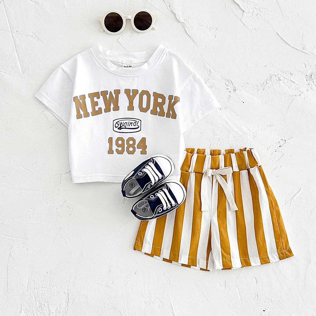 2PCS Infant Outfit Suit 0-3Y Newborn Boys Clothes Sets New Summer T-shirt Baby Clothes Set Letter New York T-shirt Stripe Shorts - Astra Wear astrawear.ca