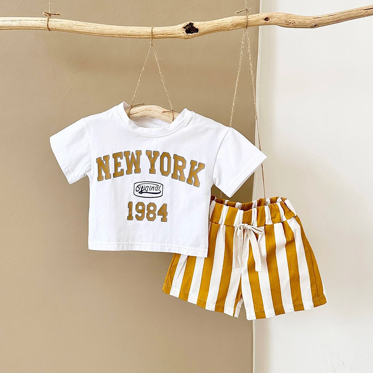 2PCS Infant Outfit Suit 0-3Y Newborn Boys Clothes Sets New Summer T-shirt Baby Clothes Set Letter New York T-shirt Stripe Shorts - Astra Wear astrawear.ca