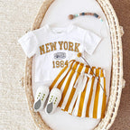 2PCS Infant Outfit Suit 0-3Y Newborn Boys Clothes Sets New Summer T-shirt Baby Clothes Set Letter New York T-shirt Stripe Shorts - Astra Wear astrawear.ca