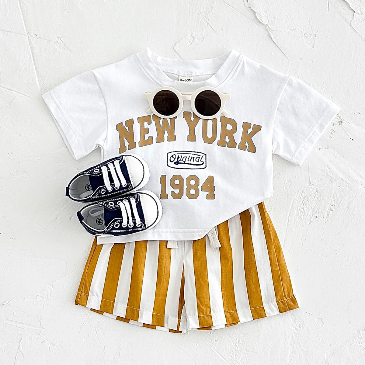 2PCS Infant Outfit Suit 0-3Y Newborn Boys Clothes Sets New Summer T-shirt Baby Clothes Set Letter New York T-shirt Stripe Shorts - Astra Wear astrawear.ca