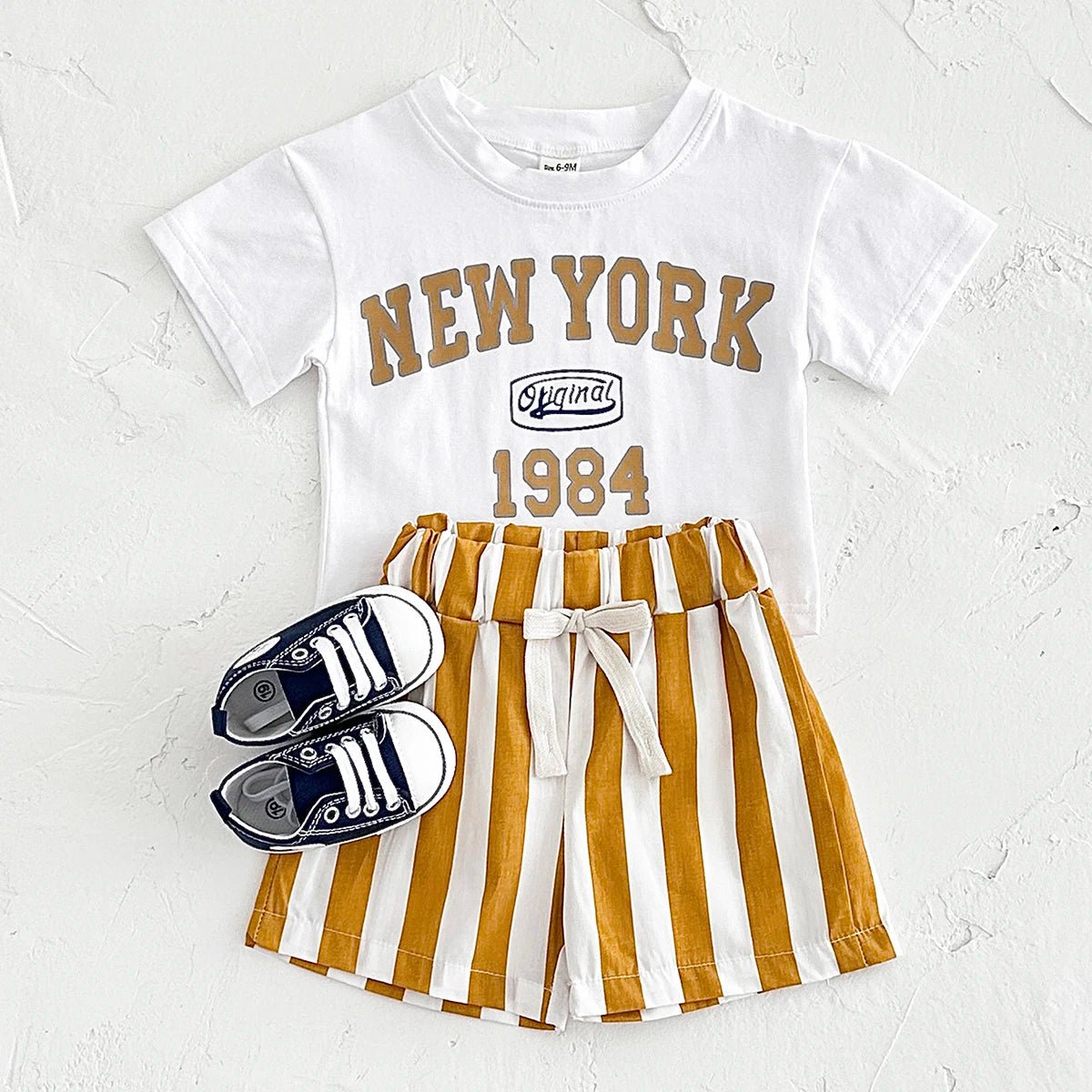 2PCS Infant Outfit Suit 0-3Y Newborn Boys Clothes Sets New Summer T-shirt Baby Clothes Set Letter New York T-shirt Stripe Shorts - Astra Wear astrawear.ca