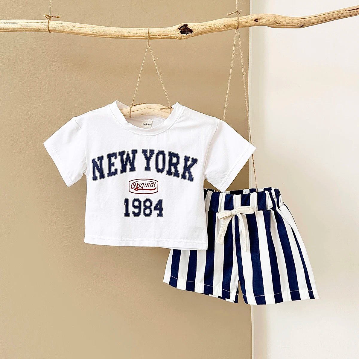 2PCS Infant Outfit Suit 0-3Y Newborn Boys Clothes Sets New Summer T-shirt Baby Clothes Set Letter New York T-shirt Stripe Shorts - Astra Wear astrawear.ca
