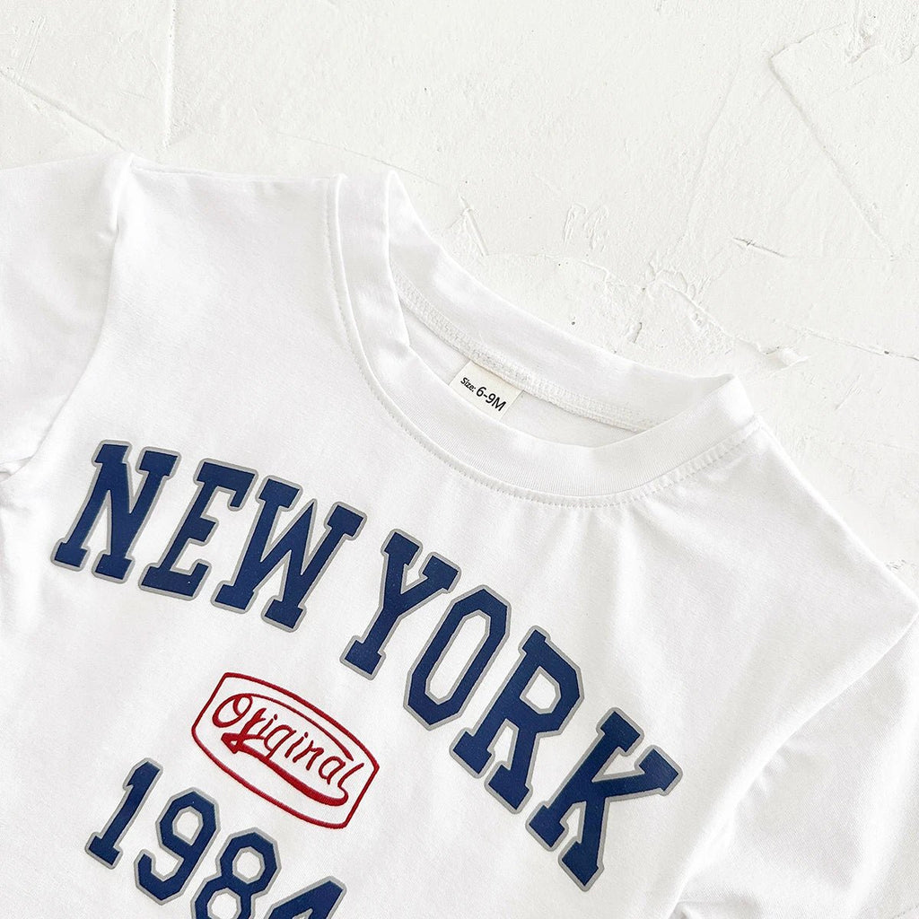 2PCS Infant Outfit Suit 0-3Y Newborn Boys Clothes Sets New Summer T-shirt Baby Clothes Set Letter New York T-shirt Stripe Shorts - Astra Wear astrawear.ca