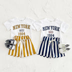 2PCS Infant Outfit Suit 0-3Y Newborn Boys Clothes Sets New Summer T-shirt Baby Clothes Set Letter New York T-shirt Stripe Shorts - Astra Wear astrawear.ca