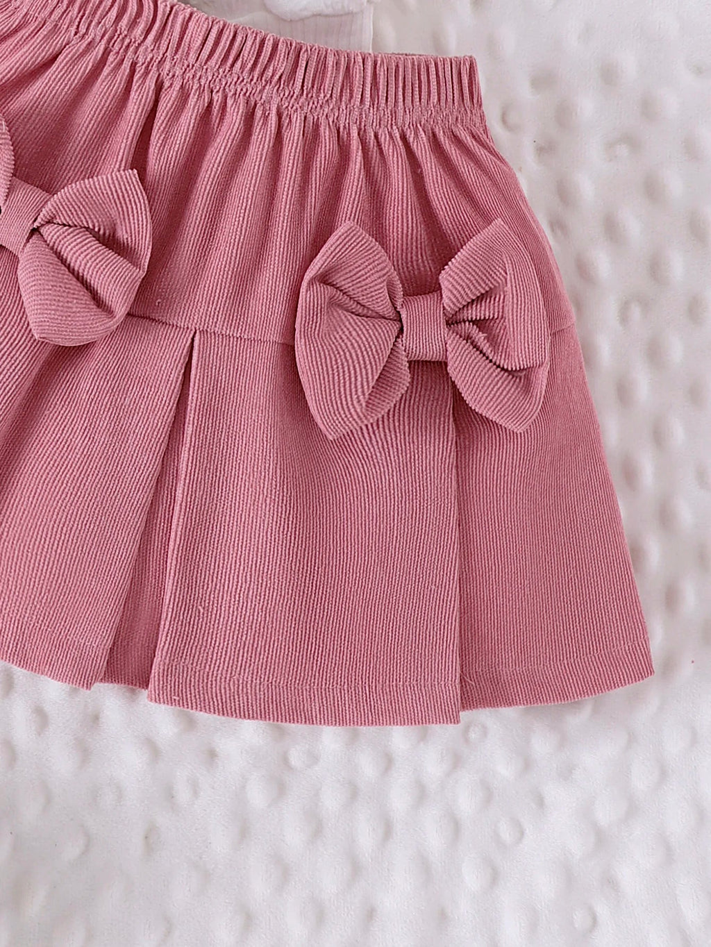 2PCS Winter New Style For 0-3 Year Old Girls, Comfortable Sweet And Cute Bubble Sleeves, Love Chapter Top + Pink Short Skirt Set - Astra Wear astrawear.ca