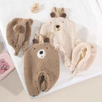 Salopette Bébé Velours Ours – Combinaison Hiver Sans Manches 0-2 Ans