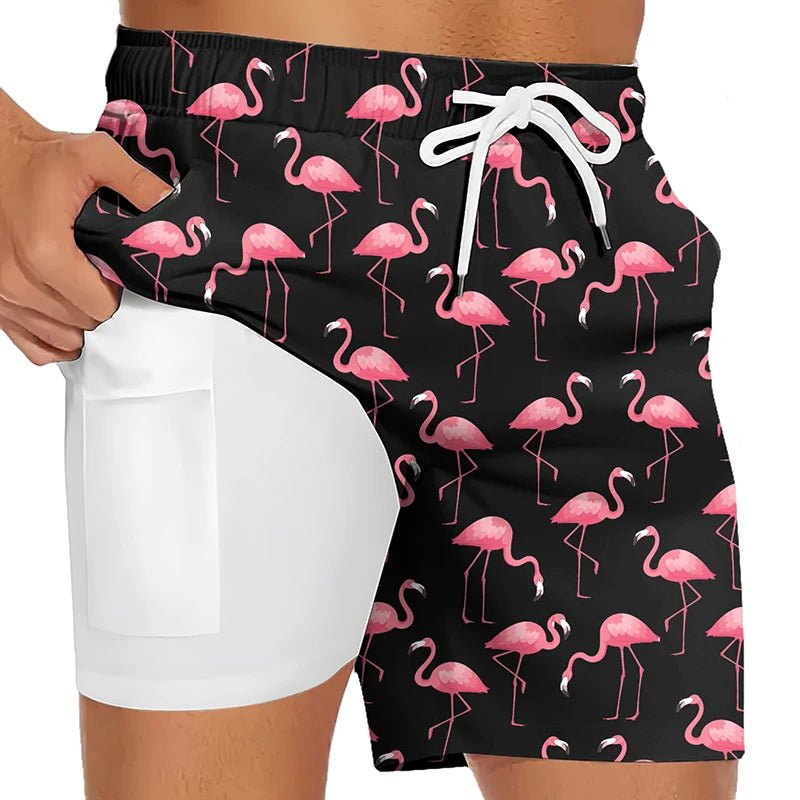3D Print 2 in 1 Mens Swim Trunks Summer Quick Dry Beach Shorts with - Astra Wear astrawear.ca