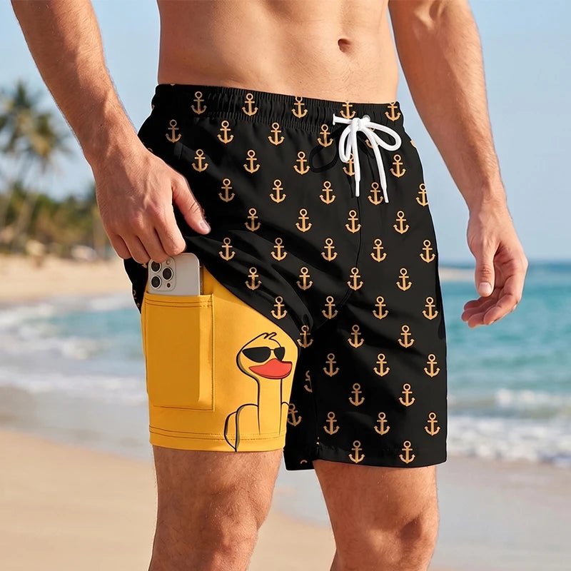 3D Print 2 in 1 Mens Swim Trunks Summer Quick Dry Beach Shorts with - Astra Wear astrawear.ca