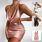 Mini Robe Dos Nu Sans Manches – Robe Plisée Halter Été 2024
