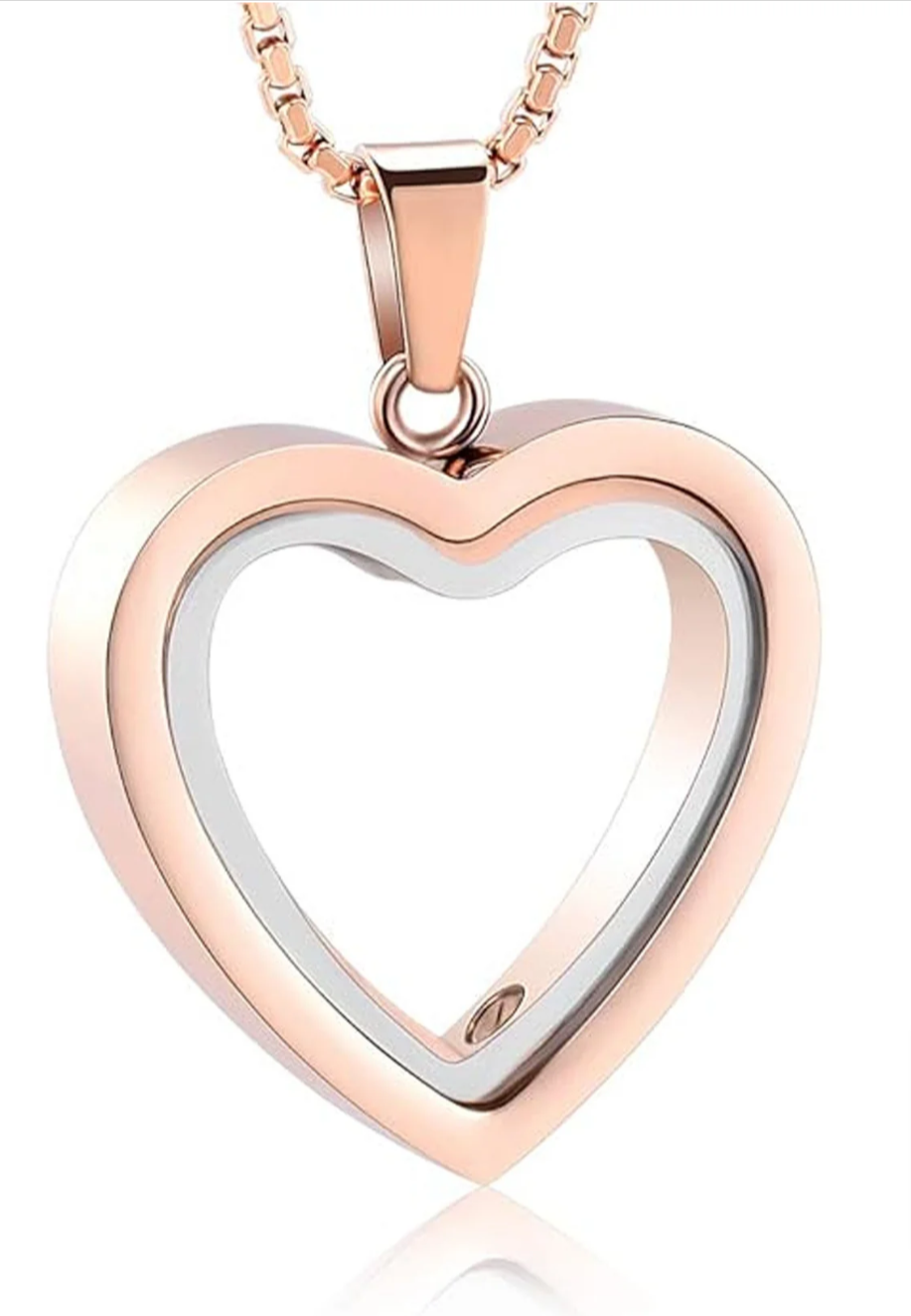 Pendentif Funéraire Acier Inoxydable – Urne Coeur Souvenir 4 Couleurs