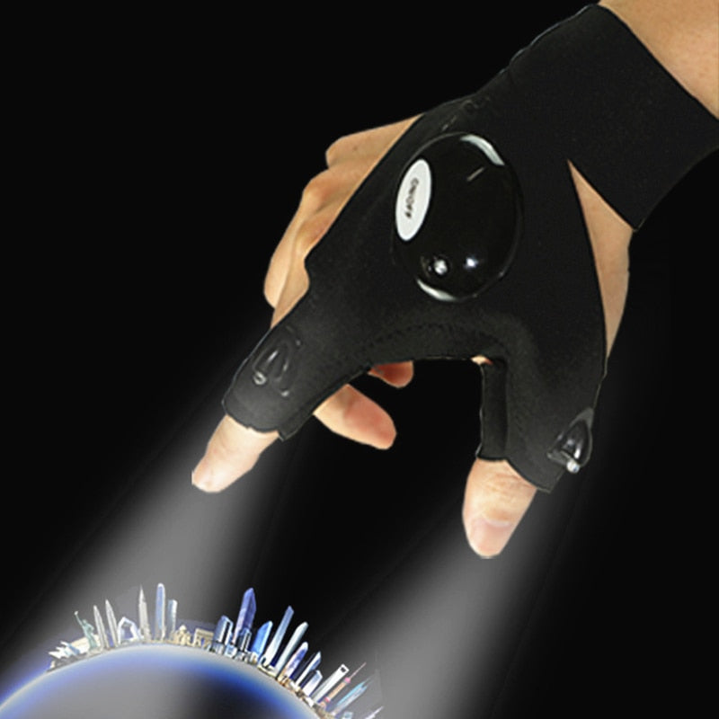 Gant LED Sans Doigts – Lampe Mains Libres Outdoor Camping Pêche