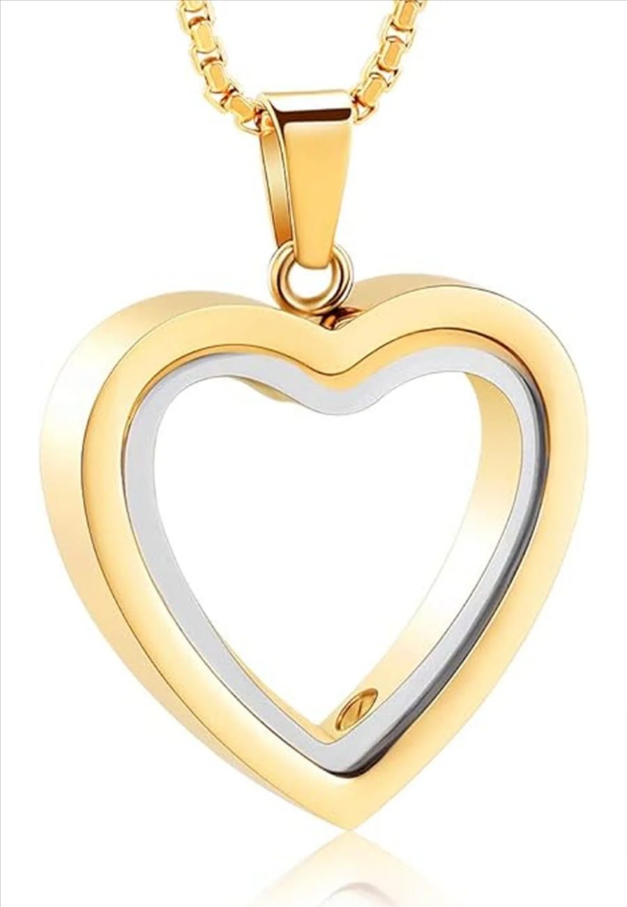 Pendentif Funéraire Acier Inoxydable – Urne Coeur Souvenir 4 Couleurs