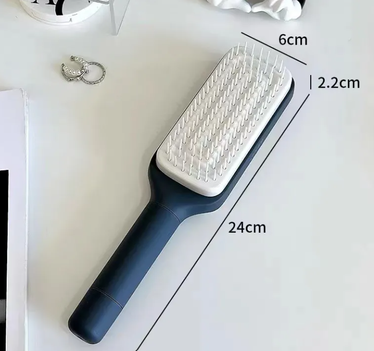Brosse Auto-Nettoyante 4-en-1 – Anti-Statique Massage Cheveux Rotatif