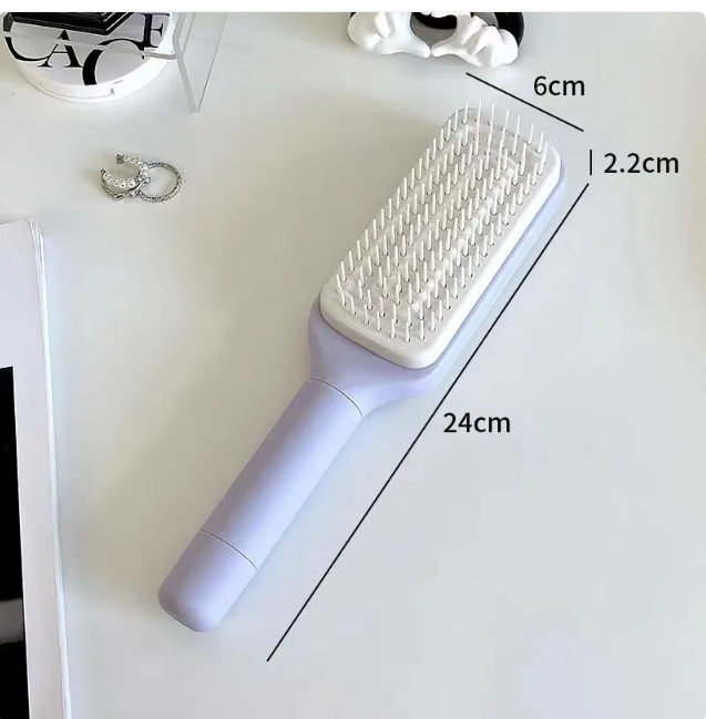 Brosse Auto-Nettoyante 4-en-1 – Anti-Statique Massage Cheveux Rotatif