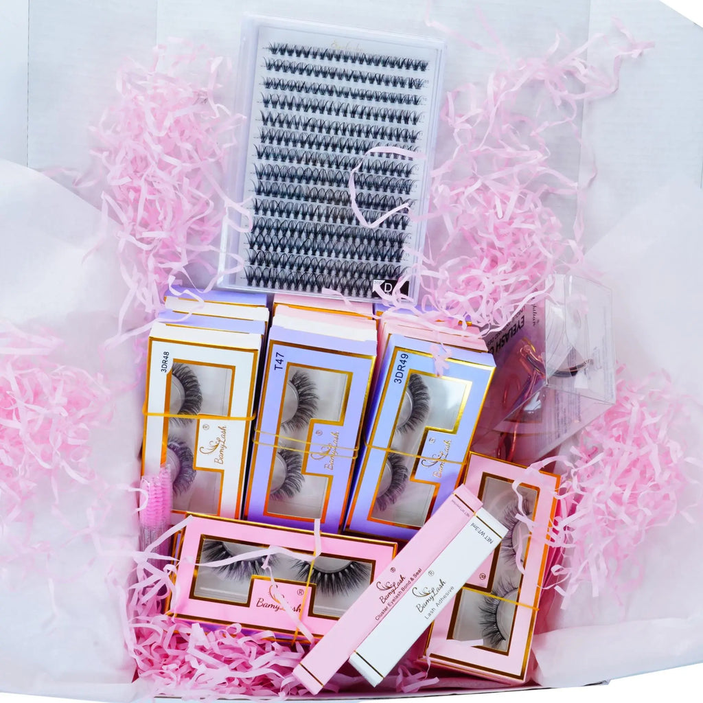 20 Pairs Medium Lashes & 1 Set 30 P Cluster Lashes & 1 Count Lash Adhesive & 1 Count Bond & Seal & 1 Count Applicator & 5 Counts Lash Brush & 1 Count Eyelash Curler, Summer Makeup, Eyelash Extensions Set, Diy False Eyelashes