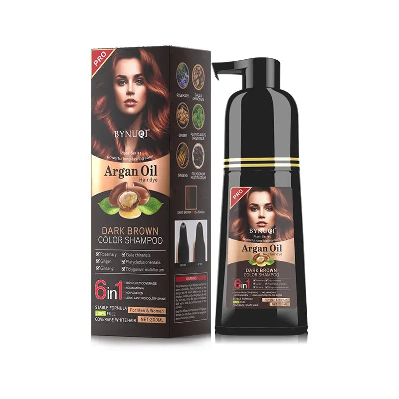 1 Box 6-In-1 Hair Dye Shampoo, Haircare, Plant-Based Hair Color, Bubble Wash No Scalp Staining, Portable Natural Hair Dye, Hair Care & Styling Products