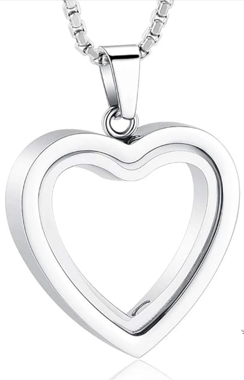 Pendentif Funéraire Acier Inoxydable – Urne Coeur Souvenir 4 Couleurs