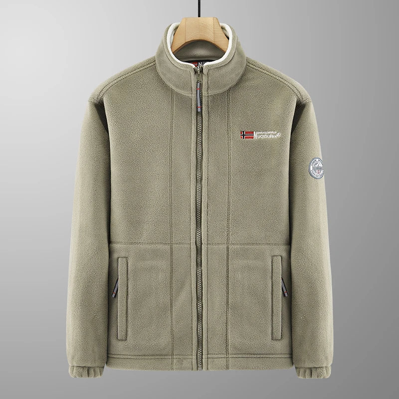 Thickened Fleece Double-sided Fleece Jacket for Men Casual Loose Autumn Winter Warm Clothing Norway Single Imported Sweatshirt