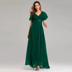 Evening Dresses XUCTHHC Elegant V-Neck Ruffles Chiffon Formal Evening