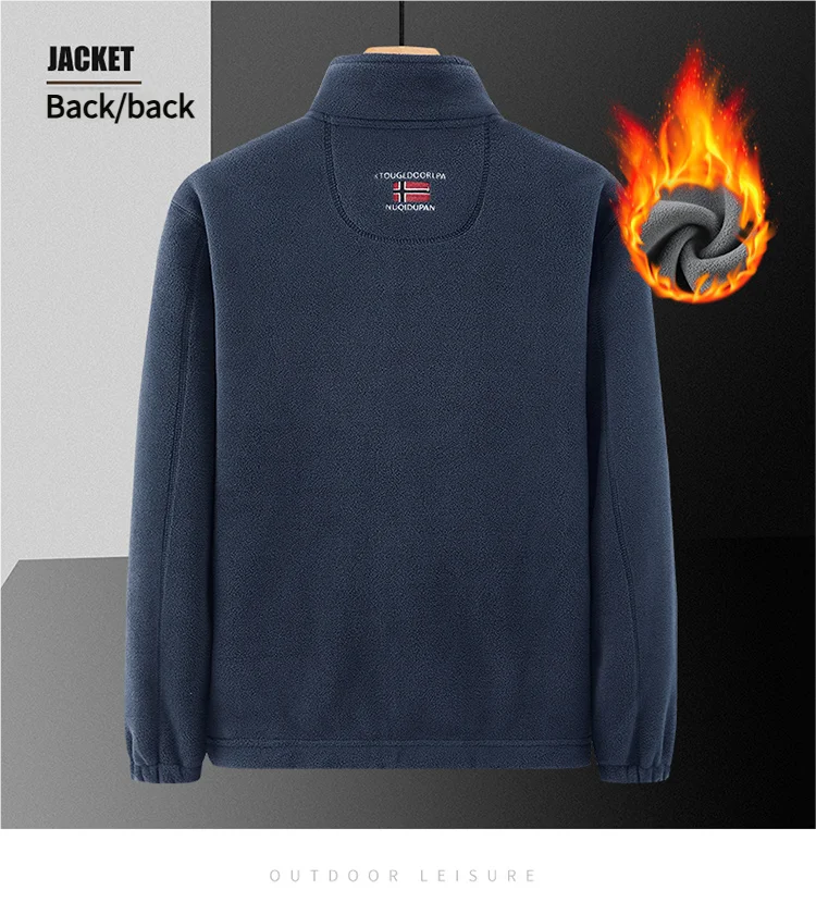 Thickened Fleece Double-sided Fleece Jacket for Men Casual Loose Autumn Winter Warm Clothing Norway Single Imported Sweatshirt