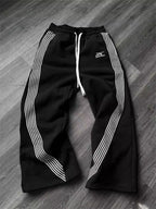 Pantalon rayé unisexe – Coupe droite ample