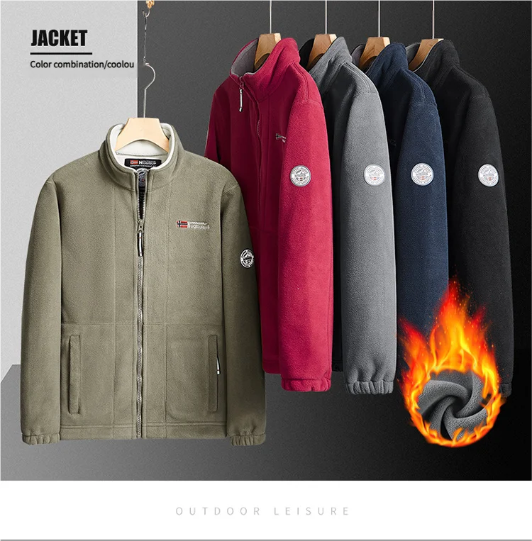 Thickened Fleece Double-sided Fleece Jacket for Men Casual Loose Autumn Winter Warm Clothing Norway Single Imported Sweatshirt