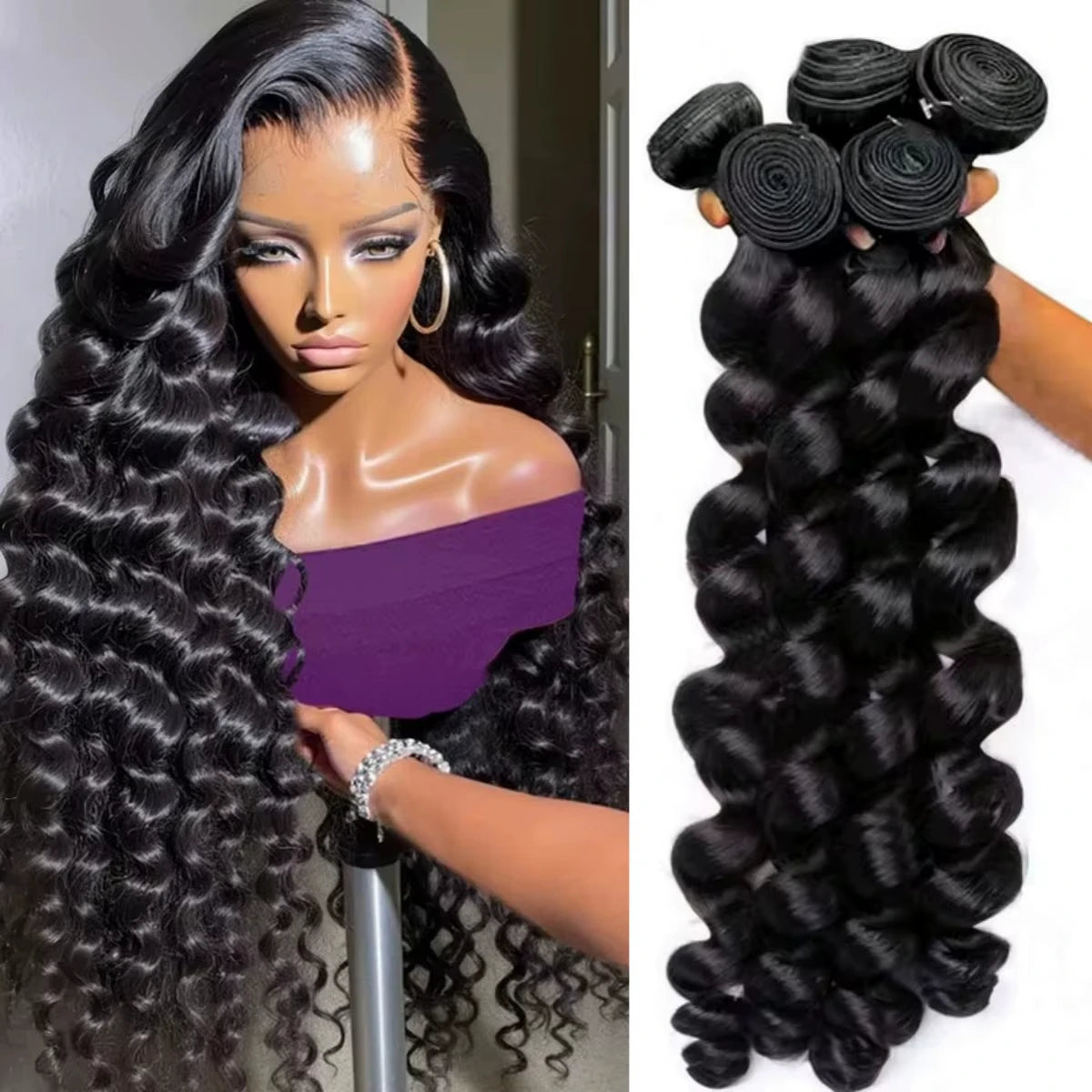 30 40 Inch Loose Wave Bundles 3 4 5Pcs Raw Virgin Unprocessed Human Hair Brazilian Loose Deep Wave Human Hair Bundles Extensions